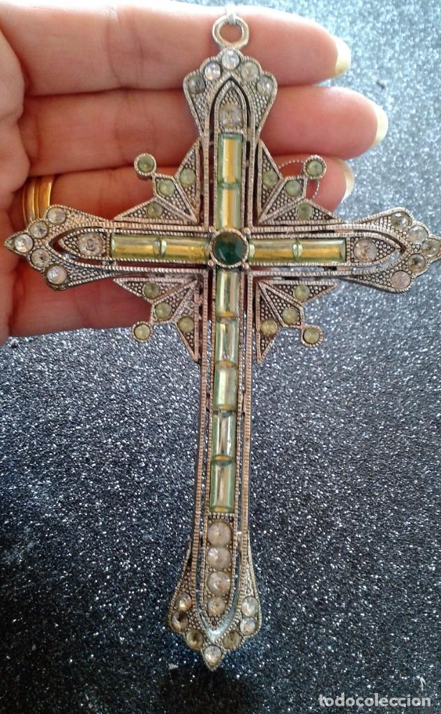 Joyeria: CRUZ PLATEADA CON CUARZO VERDE Y BLANCO - Foto 1