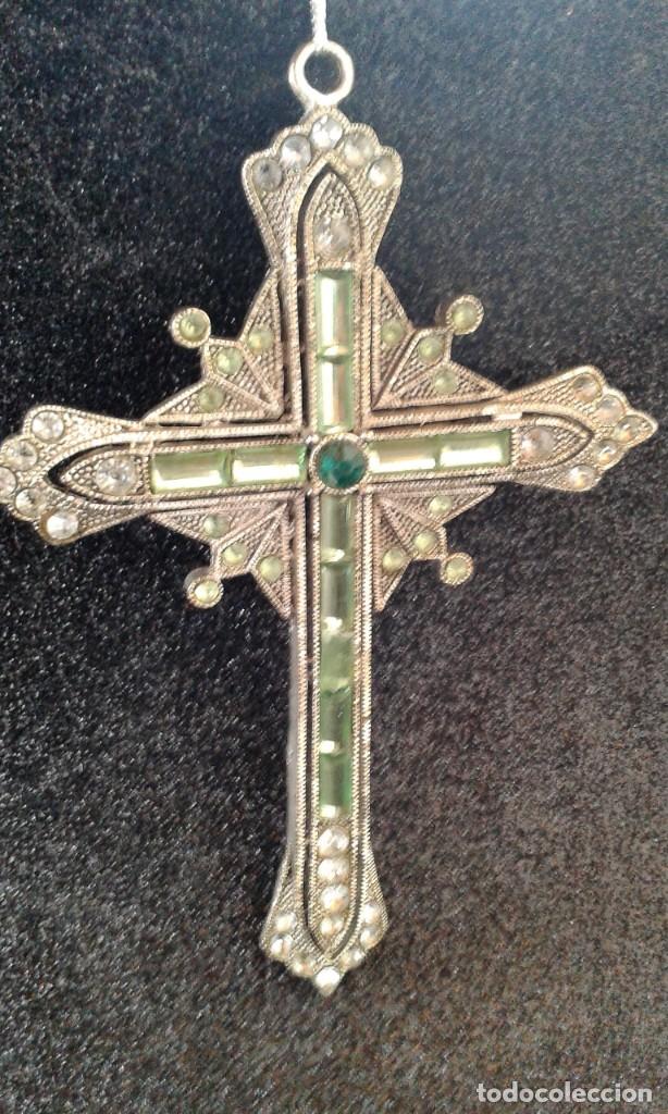 Joyeria: CRUZ PLATEADA CON CUARZO VERDE Y BLANCO - Foto 2