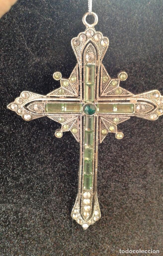 Joyeria: CRUZ PLATEADA CON CUARZO VERDE Y BLANCO - Foto 3