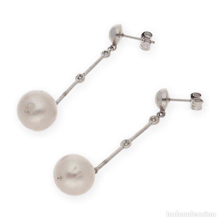 Joyeria: Pendientes Oro Blanco 18 k Con Perlas y Diamantes - Foto 5 - 312365078