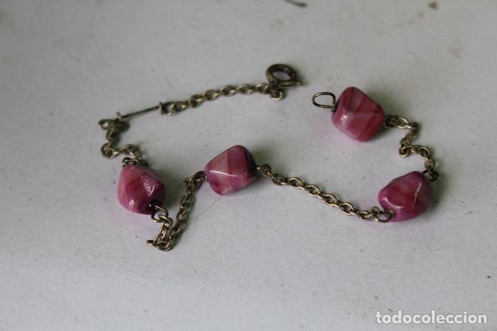 Joyeria: pulsera en plata de ley con abalorios rosas - Foto 1