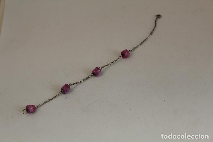 Joyeria: pulsera en plata de ley con abalorios rosas - Foto 3