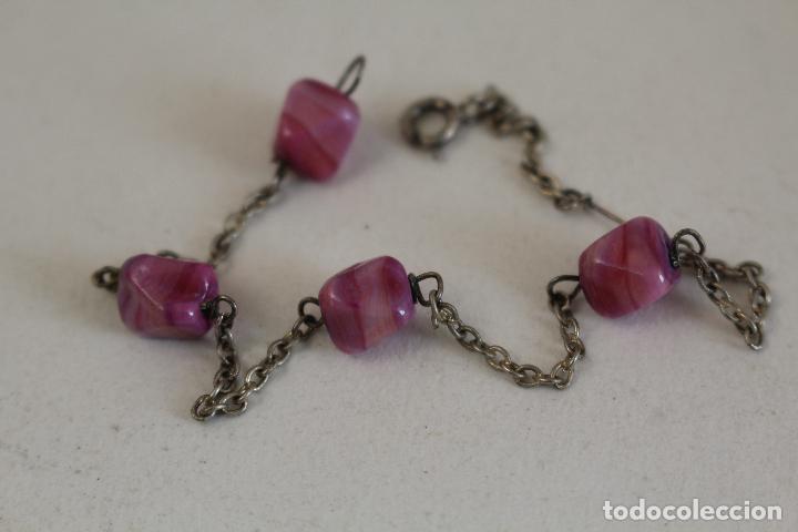 Joyeria: pulsera en plata de ley con abalorios rosas - Foto 5