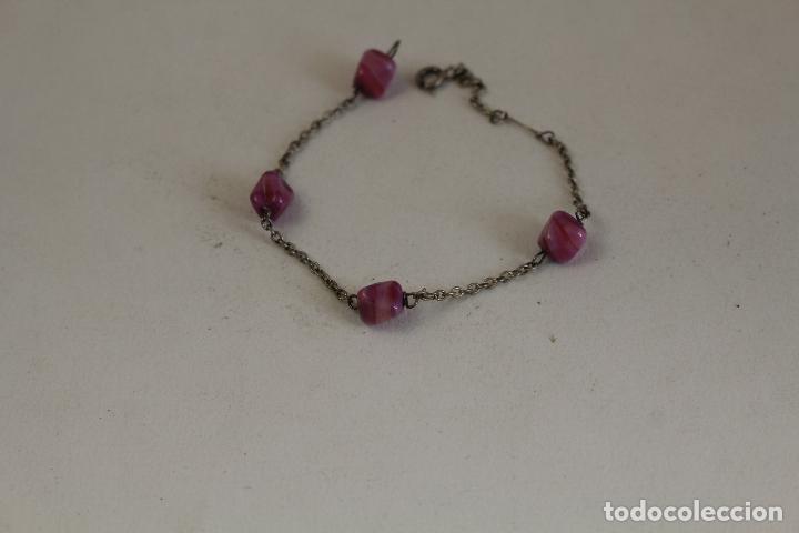 Joyeria: pulsera en plata de ley con abalorios rosas - Foto 6