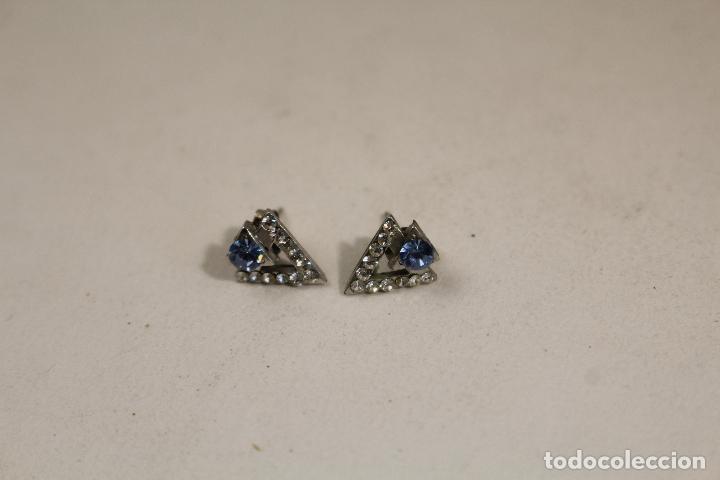 Joyeria: triangulo pendientes plata con marquesitas y piedra azul - Foto 4