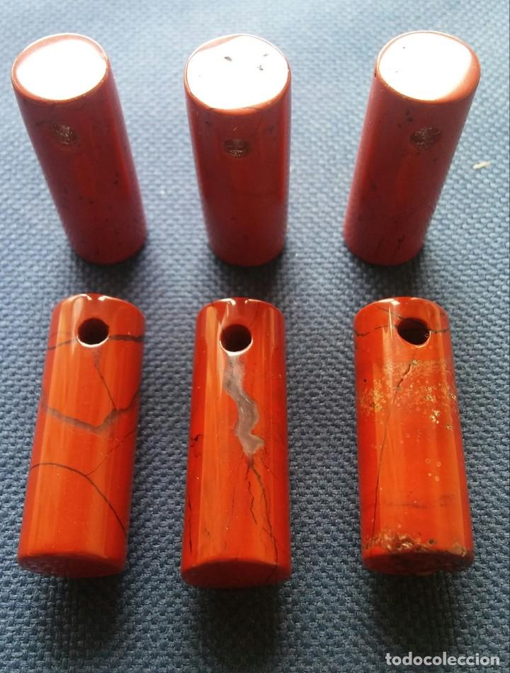Joyeria: 6 colgantes cilindro jaspe rojo - Foto 1
