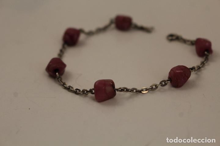 Joyeria: pulsera de plata y cuentas rosa - Foto 2