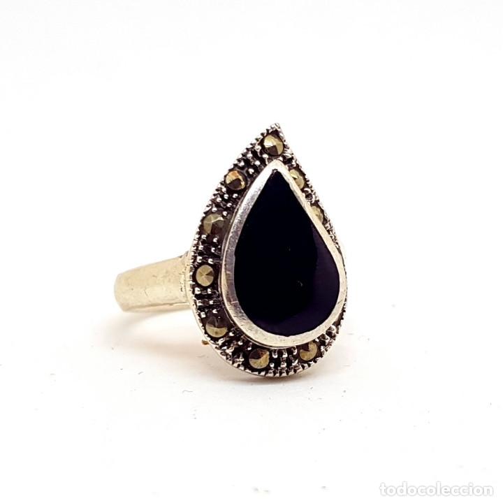 Joyeria: Anillo de plata y onix talla 10 - Foto 1