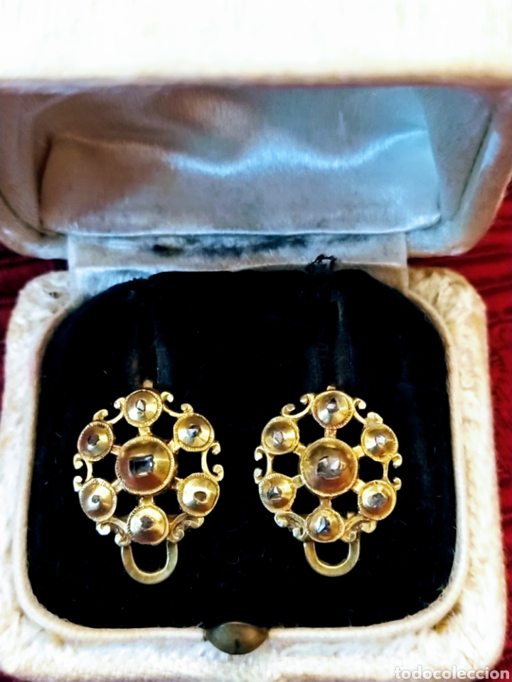Joyeria: Bonitos pendientes siglo XIX. Oro 18 kilates.