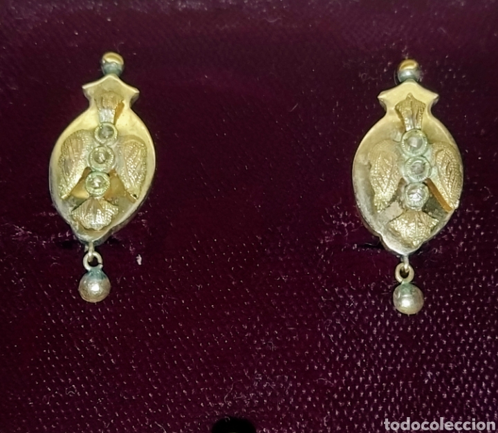 Joyeria: Bonitos pendientes oro 18 kilates. Siglo XIX.
