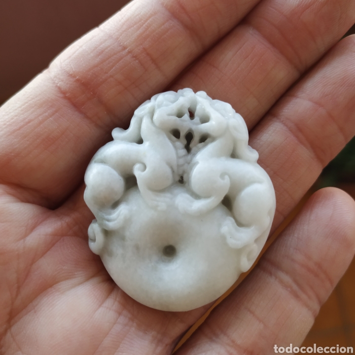 Joyeria: Colgante de jade blanco , dragones - Foto 3