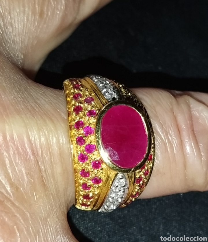 Joyeria: Gran anillo oro, rub&iacute;es y brillantes. - Foto 7