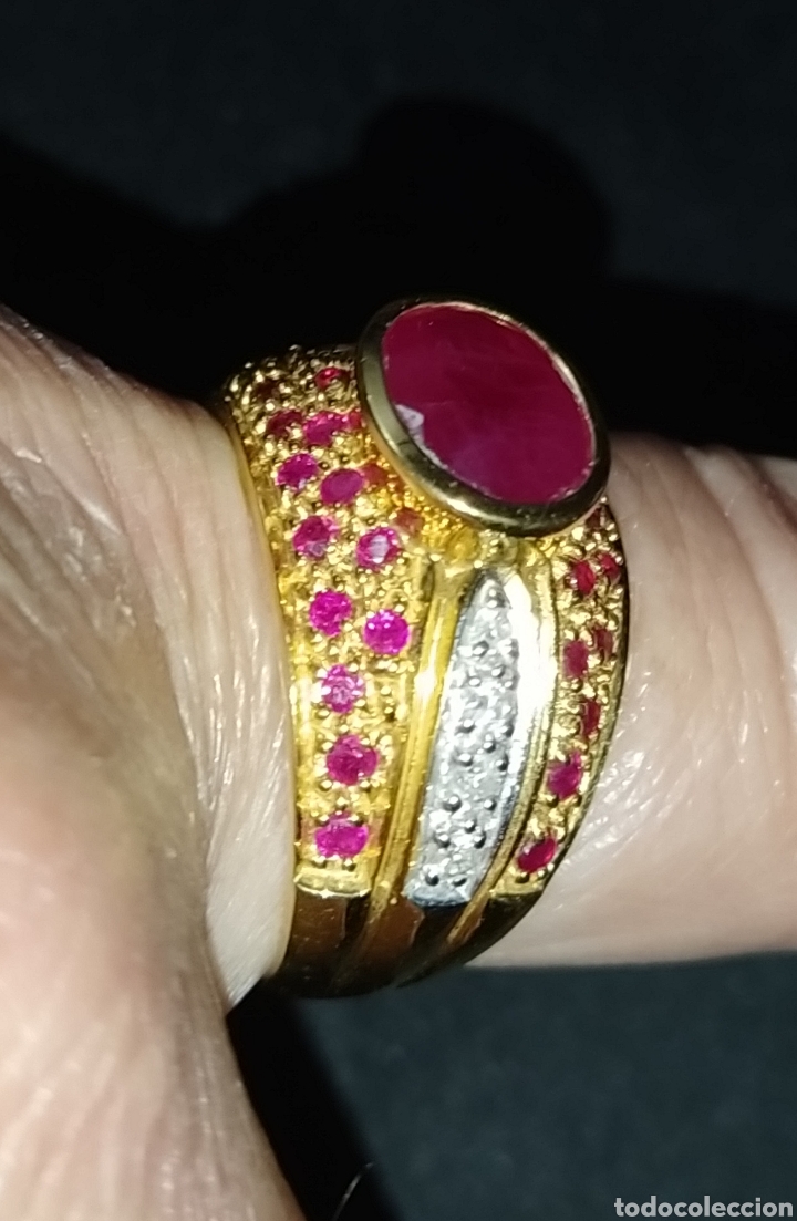 Joyeria: Gran anillo oro, rub&iacute;es y brillantes. - Foto 9