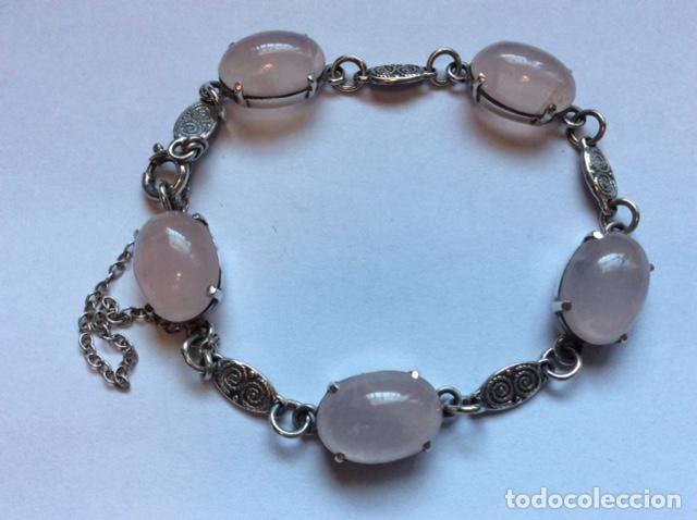 Joyeria: PULSERA PLATA DE LEY. GEMAS NATURALES CUARZO ROSA. - Foto 2