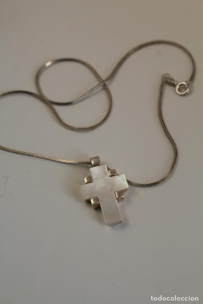 Joyeria: cruz y cadena de plata 925 y nacar - Foto 1