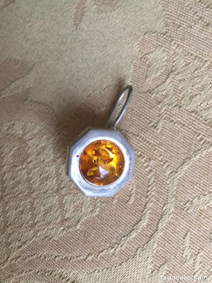 Joyeria: ANTIGUO COLGANTE DE &Aacute;MBAR Y PLATA, PENDIENTE - Foto 14