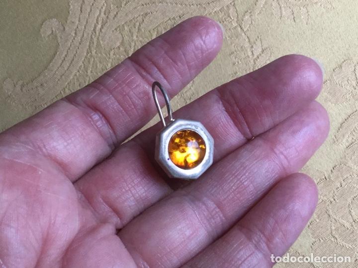 Joyeria: ANTIGUO COLGANTE DE &Aacute;MBAR Y PLATA, PENDIENTE - Foto 7
