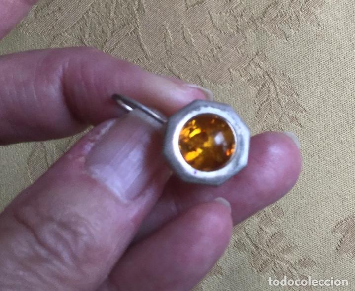 Joyeria: ANTIGUO COLGANTE DE &Aacute;MBAR Y PLATA, PENDIENTE - Foto 8