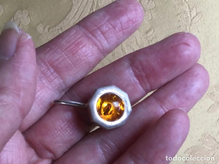 Joyeria: ANTIGUO COLGANTE DE &Aacute;MBAR Y PLATA, PENDIENTE - Foto 9