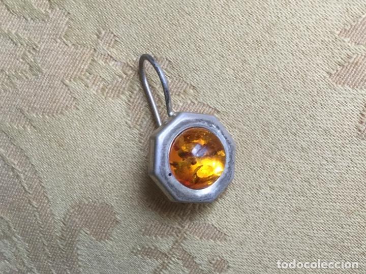 Joyeria: ANTIGUO COLGANTE DE &Aacute;MBAR Y PLATA, PENDIENTE - Foto 4