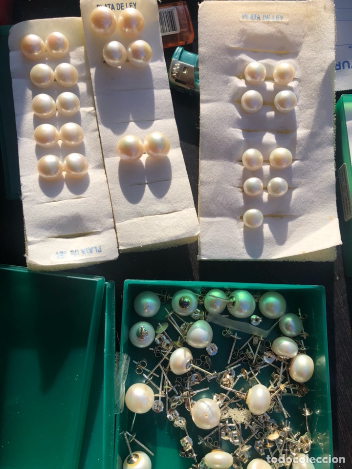 Joyeria: Lote de 60 juegos de pendientes de perlas y plata - Foto 2 - 200752543