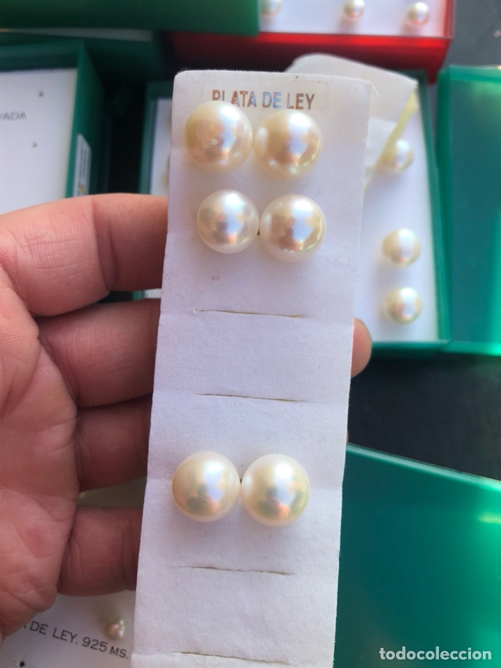 Joyeria: Lote de 60 juegos de pendientes de perlas y plata - Foto 11 - 200752543