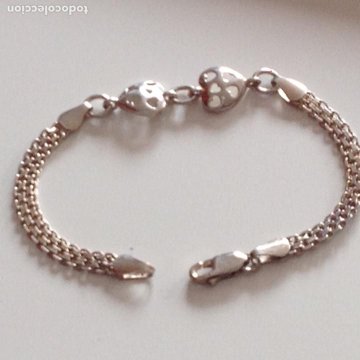 Joyeria: PULSERA DE PLATA CON DOS CORAZONES LABRADOS. CONTRASTADA. - Foto 1