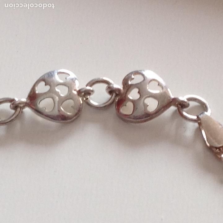 Joyeria: PULSERA DE PLATA CON DOS CORAZONES LABRADOS. CONTRASTADA. - Foto 3