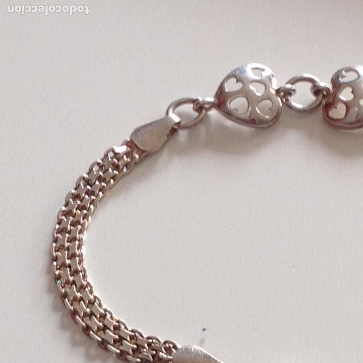 Joyeria: PULSERA DE PLATA CON DOS CORAZONES LABRADOS. CONTRASTADA. - Foto 4