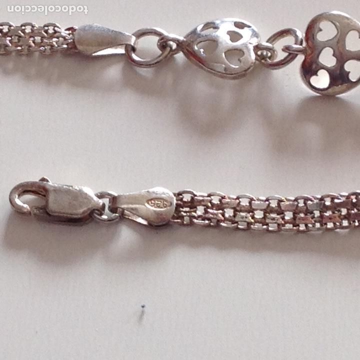 Joyeria: PULSERA DE PLATA CON DOS CORAZONES LABRADOS. CONTRASTADA. - Foto 5