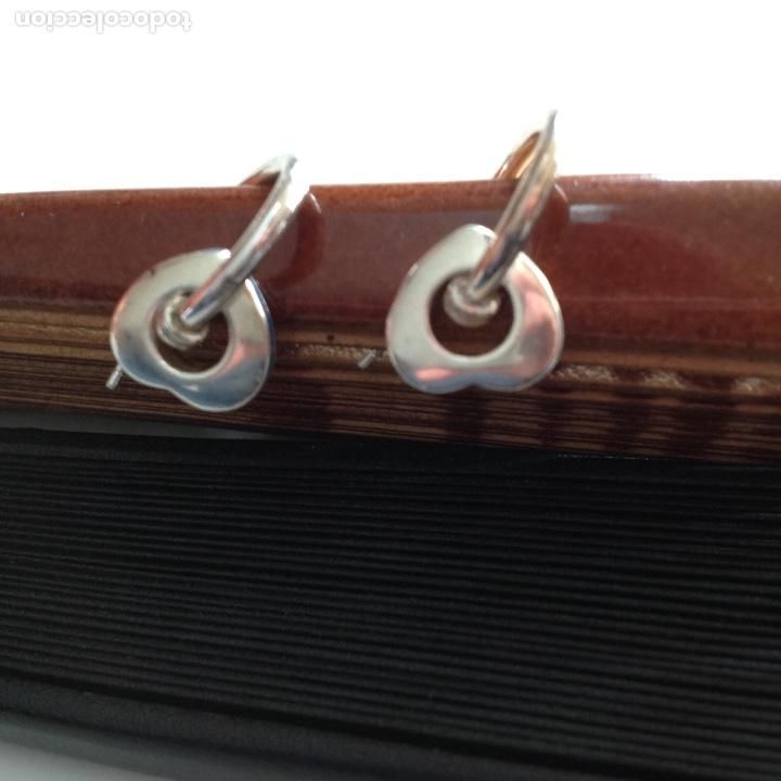 Joyeria: Pendientes de plata. Aritos con coraz&oacute;n. Esmalte azul - Foto 1