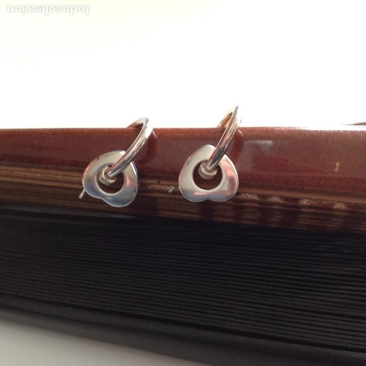 Joyeria: Pendientes de plata. Aritos con coraz&oacute;n. Esmalte azul - Foto 2