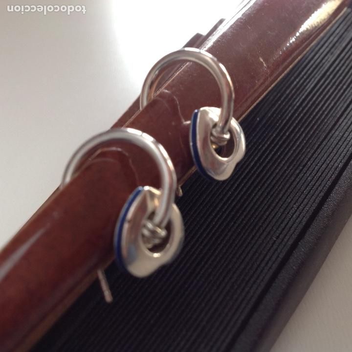 Joyeria: Pendientes de plata. Aritos con coraz&oacute;n. Esmalte azul - Foto 5