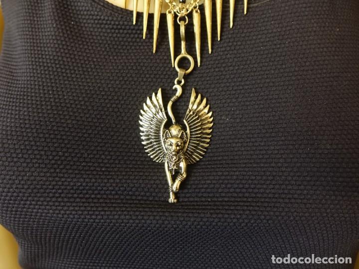 Joyeria: COLLAR-GARGANTILLA DE ESFINGE-GATO EN BRONCE - Foto 2