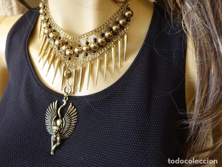 Joyeria: COLLAR-GARGANTILLA DE ESFINGE-GATO EN BRONCE - Foto 1