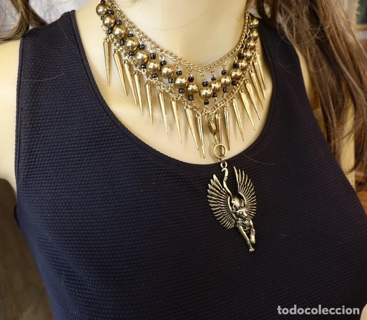Joyeria: COLLAR-GARGANTILLA DE ESFINGE-GATO EN BRONCE - Foto 3