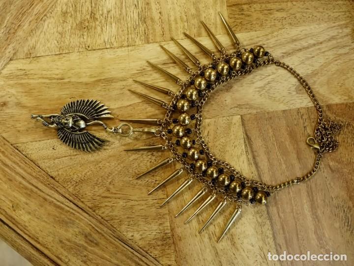Joyeria: COLLAR-GARGANTILLA DE ESFINGE-GATO EN BRONCE - Foto 4