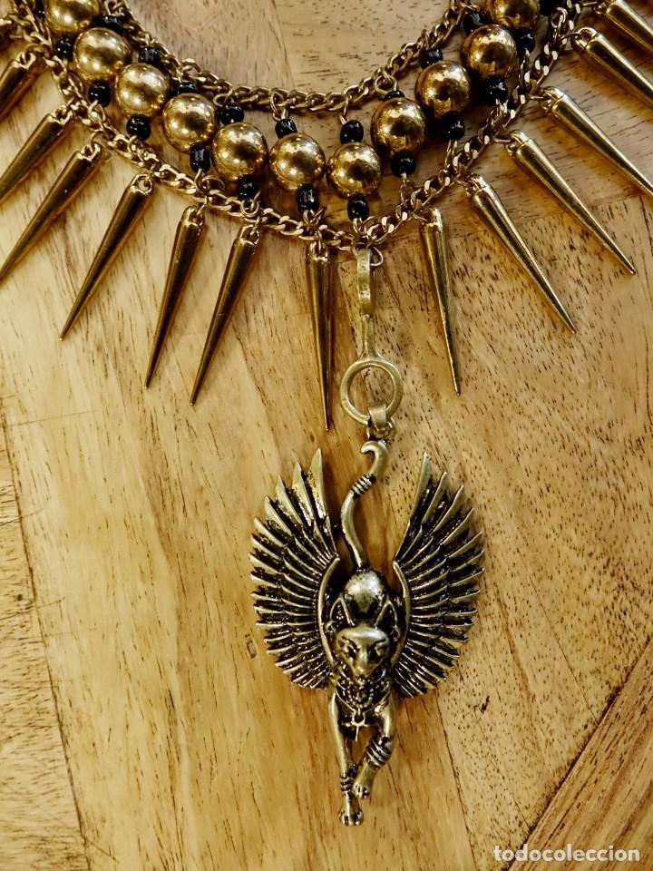 Joyeria: COLLAR-GARGANTILLA DE ESFINGE-GATO EN BRONCE - Foto 5
