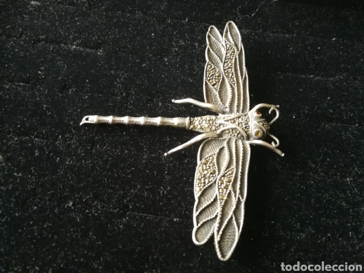 Joyeria: Broche de lib&eacute;lula. Plata y marquesitas - Foto 1