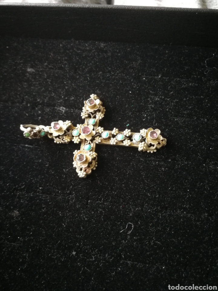 Joyeria: Cruz austro h&uacute;ngara. Plata turquesas y granates - Foto 4
