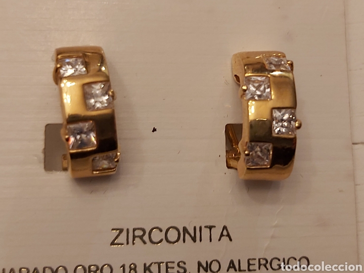 Joyeria: I PENDIENTES CHAPADOS EN ORO CON FORMA DE AROS. - Foto 1