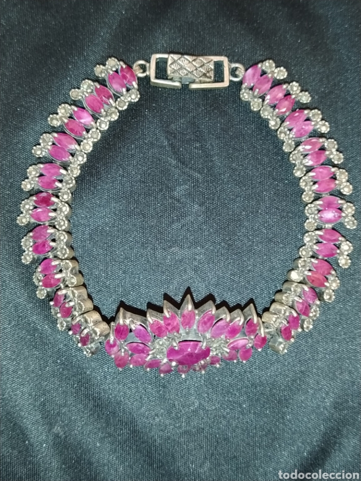 Joyeria: Bonita pulsera de plata y rub&iacute;es. - Foto 2