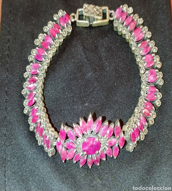 Joyeria: Bonita pulsera de plata y rub&iacute;es. - Foto 1