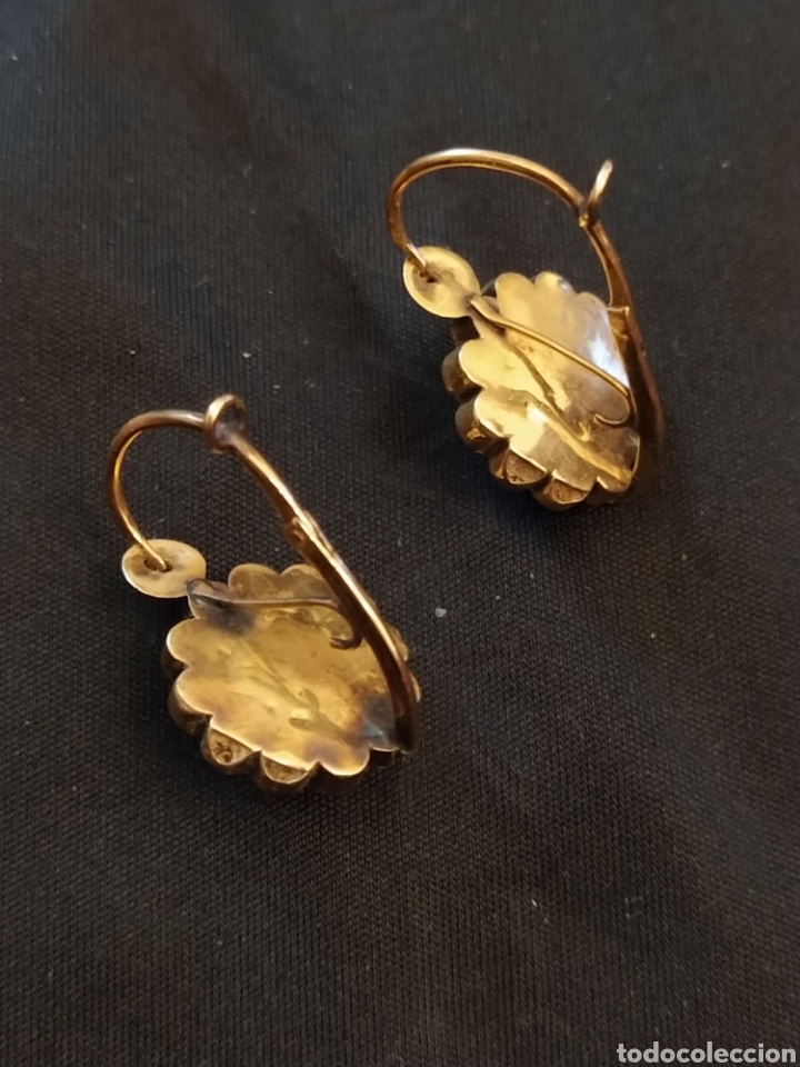 Joyeria: Antiguos pendientes de oro con perlitas. - Foto 4