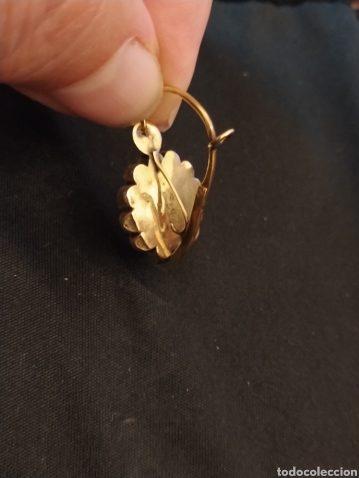Joyeria: Antiguos pendientes de oro con perlitas. - Foto 5