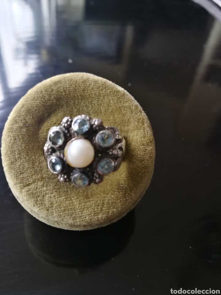 Joyeria: Sortija plata aguamarina y perla - Foto 1