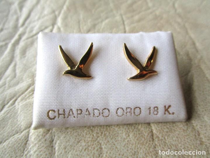 Joyeria: pendientes ba&ntilde;ados en oro 18 k aves nuevos!