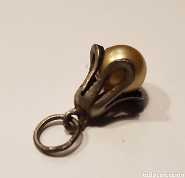 Joyeria: Antiguo colgante perla y plata. - Foto 2