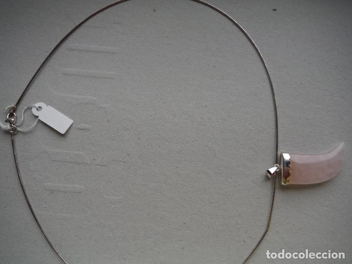 Joyeria: COLGANTE DE PLATA DE LEY CON FORMA COLMILLO ROSA - Foto 2
