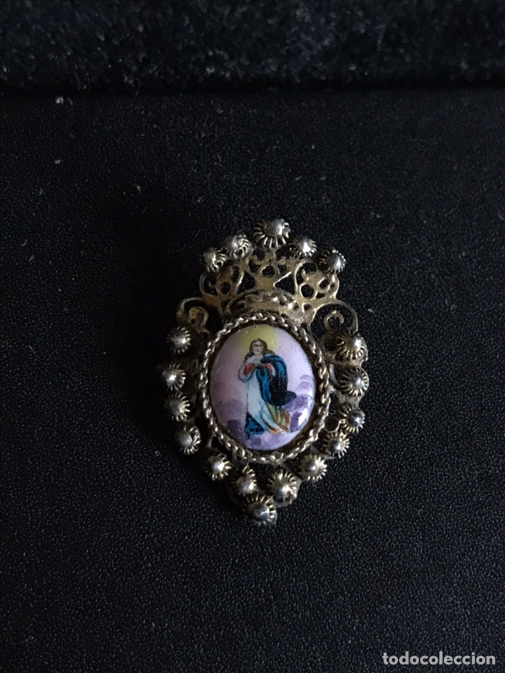 Gioielleria: Broche filigrana Plata antiguo Inmaculada esmalte al fuego